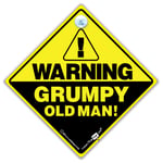 Warning Grumpy Old Man Car Sign, Suction Cup Car Sign For Grumply Old Men