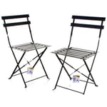 Lot de 2 Chaises de jardin métal pliante noir chaises pliantes bistrot