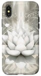 Coque pour iPhone X/XS Blanc Art Déco Géométrique Fleur de Lotus Éléments Célestes