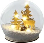 Festive Light Up LED Christmas Snow Globe with Reindeers Battery Operated - Xmas