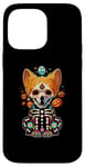 Coque pour iPhone 14 Pro Max Os de corgi mexicain Sugar Skull, Halloween, jour de la mort d'un chien