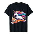 Unicorn Riding Lynx Boys Girls Men Women Kids Rainbow T-Shirt