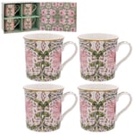 SET OF 4 CHINA MUGS WILLIAM MORRIS PIMPERNEL COFFEE OR TEA MUG SET GIFT BOXED