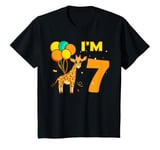 Youth Giraffe Animals Animal Love Girl I Am 7 Years Birthday T-Shirt