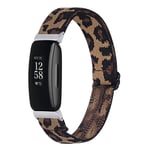 Chofit Strap Compatible with Fitbit Inspire 2 Straps, Adjustable Nylon Canvas Woven Elastic Arm Bands Replacement Sport Wristband for Fitbit Inspire 2 Fitness Tracker (Leopard)