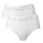 Trofe Lace Trimmed Midi Briefs Trosor 2P Vit bomull X-Large Dam