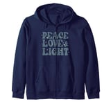 Christmas Peace Love & Light Distressed Text Logo Sweat à Capuche