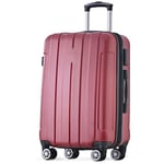 Merax Ensemble de valises rigides à roulettes avec Serrure TSA et Roue Universelle, Extensible, Carry-on, avec poignée télescopique, Rouge, XL, Mallette Rigide