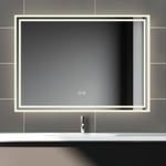 120x70cm Bluetooth led miroir salle de bain tricolore avec anti-buée - Biubiubath