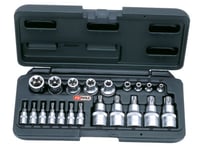 Coffret mâle/femelle TORX®, 1/4" - 1/2" - E4 à E20 - T8 à T60 - 21 pcs KS TOOLS 922.4307