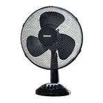 Benross 43929 12-Inch Standing Desk Fan/Easy Push Control Buttons / 3 Speed Settings/Oscillating Head/Safety Guard/Use In Home, Office, Commercial & More/Black Colour