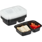 Relaxdays Meal prep containers, lot de 10, 2 compartiments, micro-ondes, 800 ml, boîte alimentaire avec couvercle, noir