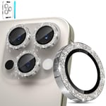 imluckies Glitter Camera Lens Protector for iPhone 16 Pro - iPhone 16 Pro Max, AR+AF Tempered Glass, 9H Ultra-Tough Metal Individual Lens Cover, HD Clear Camera Accessories - Bling Natural Titanium