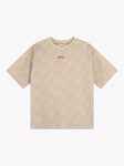 HUGO BOSS Kids' All Over Organic Cotton T-Shirt, Beige/Grey