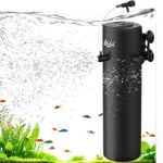 AQQA Internal Fish Tank Filter,8W Submersible Aquarium Filter Pump with Adjustable Water Flow,2 Water Outlet Aquarium Filter,750L/H Water Pump for 60-220L Fish Tank