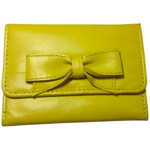 Purse Small Leather Bow Yellow Ladies Women Wallet Genuine Cash Money Colour