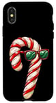 Coque pour iPhone X/XS Jolie canne à sucre d'orge avec lunettes de soleil pour Noël à lunettes