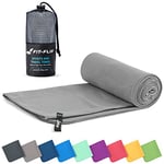 Fit-Flip Serviette Microfibre - Serviette Sport Musculation - Serviette Piscine compacte, Ultra-légère et Rapidement sèche - Serviette de Bain Microfibre (1x 40x80cm Gris)