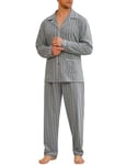 iClosam Pyjama Homme Hiver Coton 2 Pièces Pyjama Homme Long Chaud à Carreaux Ensemble de Pyjama Homme avec Bouton Vêtements de Nuit Homme à Rayé S-XXL