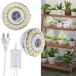 SANSI Lampe Horticole LED avec Minuterie 4/8/12H, Lampe de Croissance Plantes à Spectre Complet 150W avec 2 Têtes Auto-adhésives pour Culture et Germination des Petites Plantes Intérieures