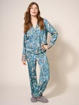 White Stuff Nina Zebra And Star Print Organic Cotton Blend Pyjama Shirt, Blue/Multi