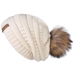 (Beige 2) Syksy talvipipo naisille Neulottu Pompom-hattu Slouchy Beanie Skullies naisille Musta punainen Keltainen konepelti