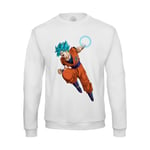 Sweat Shirt Homme Dragon Ball Super Son Goku Cheveux Bleus Attaque Kameha Anime Manga Japon