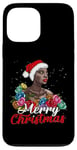 Coque pour iPhone 13 Pro Max Fille noire africaine, Père Noël américain, Melanin, fleurs de Noël