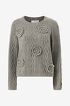 Selected FEMME - Tröja slFulrikke LS Flower Knit EX - Grå