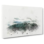 Big Box Art The Rocky Mountains of California in Abstract Canvas Wall Art Framed Picture Print, 30 x 20 Inch (76 x 50 cm), White, Grey, Olive, Green, Grey, Black