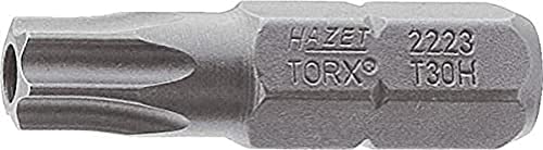 Hazet 2223-T30H Embout-tournevis hexagone massif 1/4'' torx tamper résistant Taille T 30 H longueur 25 mm