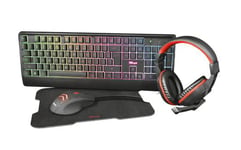 Trust Kit Gaming Complet 4-en-1 Avec Clavier éclairé Souris Tapis De Souris Et