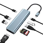 Hub USB C, Adaptateur 9 en 1 USB C, Compatible avec MacBook Air/Pro, Double écran 4K HDMI, Adaptateur multiport USB C avec HDMI 4K, 3 USB 3.0, USB 2.0, Lecteur de Carte SD/TF