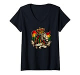 Womens JAH BLESS I AND I Lion of Judah Flag Reggae Rastafari V-Neck T-Shirt