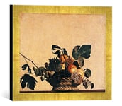Kunst für Alle 'Encadré Image de Michelangelo Merisi Caravaggio La Corbeille à Fruits Impression d'art dans Le Cadre de Haute qualité Photos Fait Main, 40 x 30 cm, Doré Raya