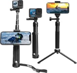 Perche à Selfie Trépied en Alliage d'Aluminium avec Clip pour Téléphone pour GoPro Hero 11 10 9 Black 8 7 6 5 Black GoPro Max Fusion Caméra One R 4K DJI Pocket 2 Osmo Akaso