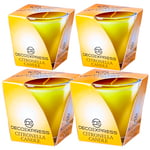 Deco Express Citronella Candle Set, Jar Candles Pack of 2 or 4, Long Lasting 30 Hour Burn Time (Yellow, 4 Pack)