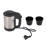 Lwuey Bouilloire électrique de Voyage, Coupe d'eau 500 ML Chauffage Thermos avec 2 Tasses Revêtement en Acier Inoxydable Arrêt Automatique Couvercle à Ressort et Voyant Lumineux Domestic Appliances