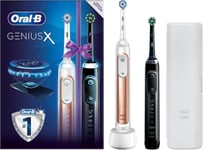 Oral-B Genius X 2x Electric Toothbrushes 6 Mode Display, 2 Heads & Travel Case