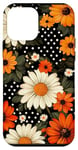 Coque pour iPhone 12 mini Noir Moderne Polka Dots Wild Automne Automne Fleurs Floral