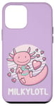 Coque pour iPhone 12 mini Axolotl Milk Lover Milkylotl Kawaii Chibi Esthétique Pastel