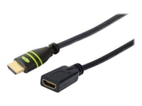 Techly - Hög Hastighet - Hdmi-Förlängningskabel Med Ethernet - Hdmi Hane Till Hdmi Hona - 1.8 M - Dubbelt Skärmad - Svart - Stöd För 4K