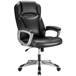 Farini Office Chair with Lumbar Support, High Back Arm Padded Tall Executive Office Chair, Ergonomic Modern Leather Desk Chair, Adjustable Black Gaming Chair with 360 Degree Rolling Wheels