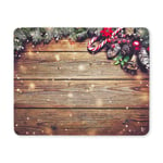 Wooden Christmas Decoration with Christmas Fir Tree Rectangle Non-Slip Rubber Laptop Mousepad Mouse Pads/Mouse Mats Case Cover for Office Home Woman Man Employee Boss Work