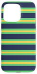 Coque pour iPhone 15 Pro Max Jaune Vert rayé Esthétique Girly Preppy Blue Navy Stripe