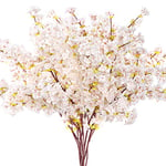 Giegxin Lot de 8 Branches de Cerisier artificielles en Soie à Tige Longue pour Vase Haut, Fleurs de Cerisier pour Maison, Mariage, Vase, Arrangements Floraux, 100 cm (Blanc)