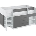 Lit mezzanine avec bureau smile gauche blanc artisanal / graphite