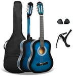 3rd Avenue Xf Pack Guitare Classique enfant Taille Junior 3/4 pour Débutants, Guitare Acoustique avec Cordes en Nylon, Housse, Capodastre et Médiators – Bleu