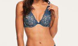 Calvin Klein Bra Seductive Comfort Size 32A Blue Lace Multiway Padded Plunge