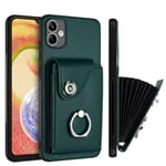 IMEIKONST Credit Card Holder Wallet Case for Samsung Galaxy A05 with Ring Kickstand, Premium PU Leather Magnetic Closure Shockproof Lightweight Protective for Samsung A05. Green YBFK